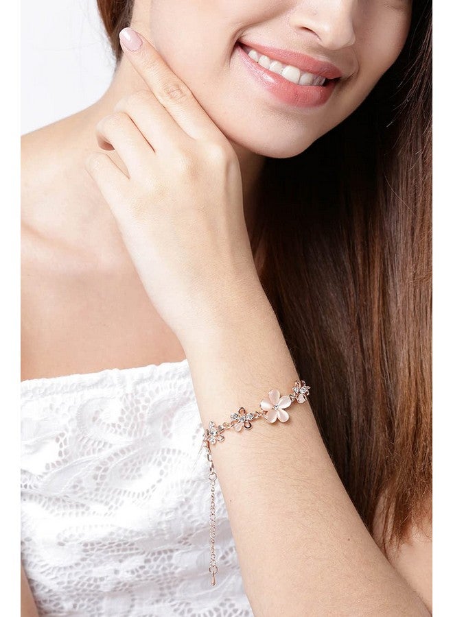 YouBella Jewellery Bracelets for Women Stylish Rose Gold Plated Crystal Bracelet Bangle Jewellery for Girls and Women (Floral) - Image 3