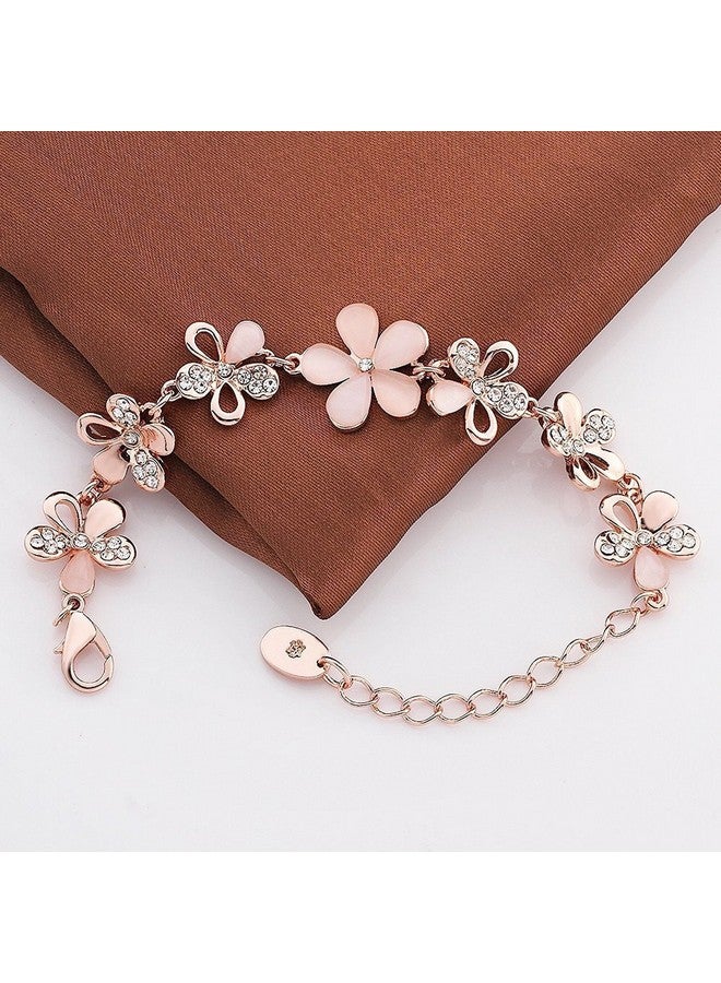 YouBella Jewellery Bracelets for Women Stylish Rose Gold Plated Crystal Bracelet Bangle Jewellery for Girls and Women (Floral) - Image 2