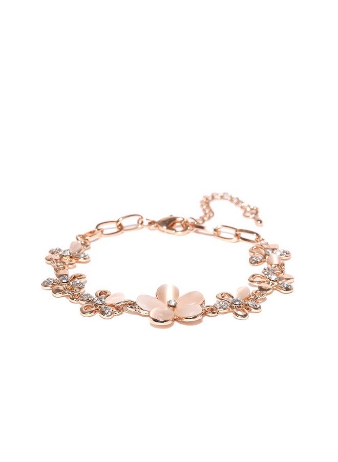 YouBella Jewellery Bracelets for Women Stylish Rose Gold Plated Crystal Bracelet Bangle Jewellery for Girls and Women (Floral) - Image 5