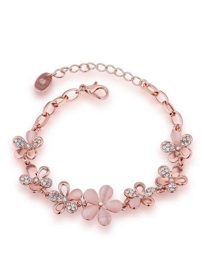 YouBella Jewellery Bracelets for Women Stylish Rose Gold Plated Crystal Bracelet Bangle Jewellery for Girls and Women (Floral) - Image 1