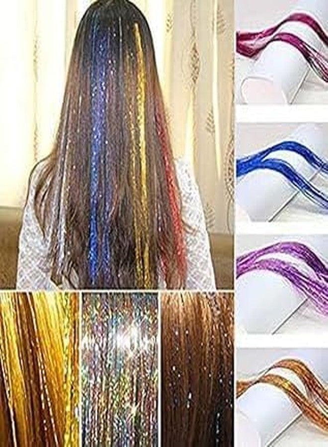 Caltero Hair Strips for Girls | Fake Hair Extensions for Kids | Hair Accessories for Girls Hair Clips for Kids Baby Hair Accessories Artificial Hair Random. (Hair Extension & Glitter Hair Extension)-2024-multicolor - Image 4