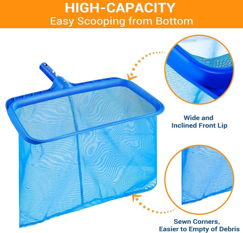 Loiyadn Pool Skimmer - Pool Skimmer Net Without Pole, Swimming Pool Reinforced Frame Deep Pool Net, Larger Capacity Pool Nets for Cleaning, Durable Deep Rake Net Easy Scoop Edge,Debris Pickup Removal - Image 3