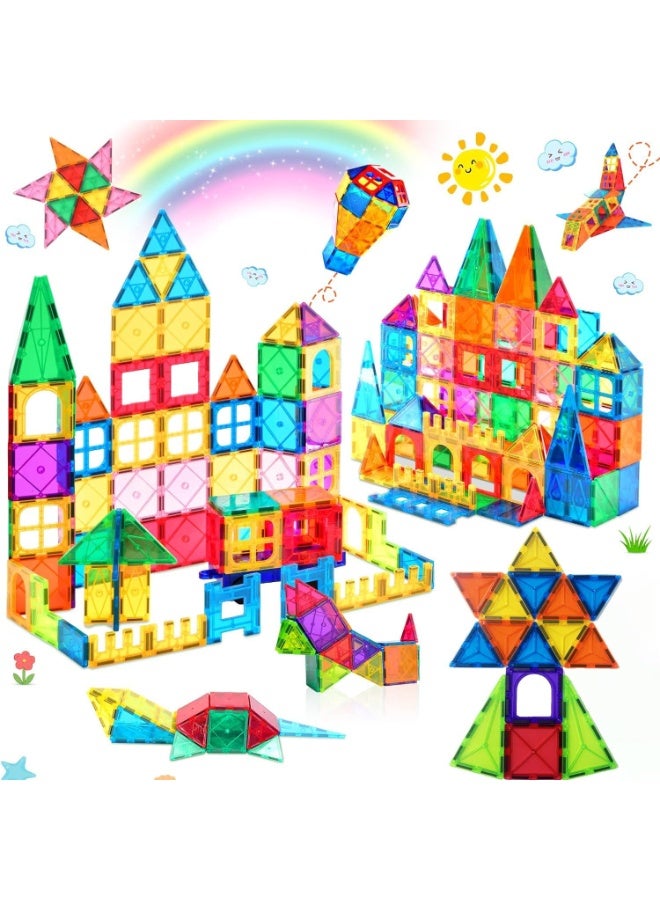 Magnetic Tiles for Kids, Magnetic Blocks Building Sensory Montessori Toys STEM Educational Magnet Toy for Toddler Preschool Learning Construction Toys for Boys Girls Ages 3-8 - Image 1