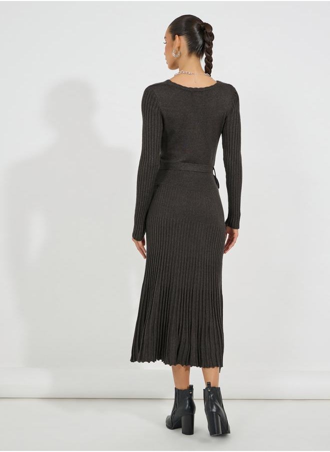 Pleated Hem Knitted Sweater Midi Dress with Tie Belt - pzsku/Z7279EA91FB847A6A3F6DZ/45/_/1729170480/a3918203-a69f-4306-87c9-c2fa09040e29