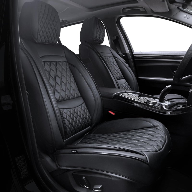 Elantrip Luxury Car Seat Cover with Diamond Design Leather Car Lumbar Cushion Waterproof and NonSlip Black SUV Protective Cover for Truck Car 1 Pair