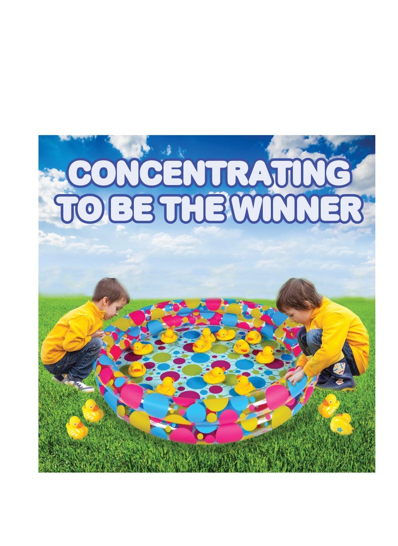 Gamie Duck Pond Matching Game for Kids Includes 20 Plastic Ducks with Numbers and 3’ x 6” Inflatable Pool - Fun Memory Game - Water Outdoor Game for Children, Preschoolers, Birthday Party
