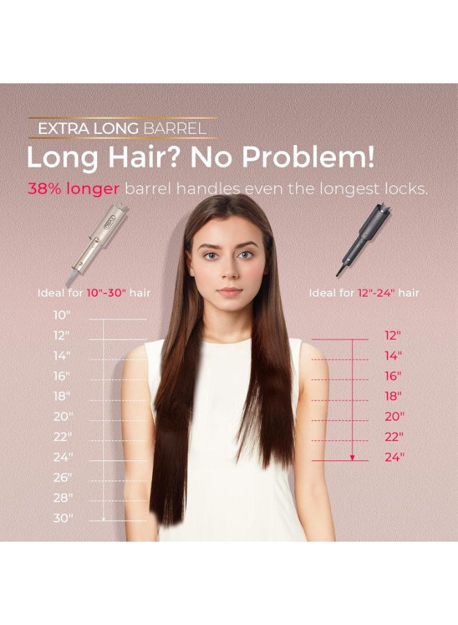 TYMO CurlPro Plus Automatic Rotating Curling Iron, Long Barrel, Ceramic, 25mm, Gold - Image 5