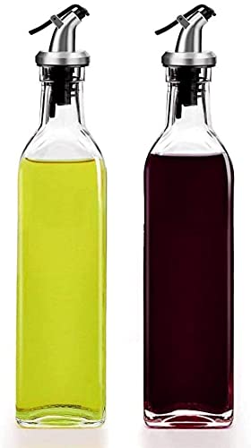 MIRARIYA Glass Olive Oil Vinegar Dispenser Gravy Boat Kitchen Oil Bottle Stainless Steel LeakProof Soy Sauce Vinegar Storage Oil Bottle Oil Dispenser Oil Dispenser for Kitchen 500mlPack of 2 - Image 1