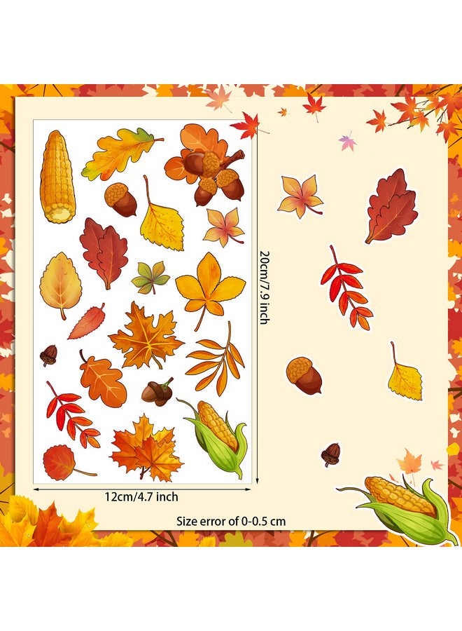 Marspark 480 Pcs Thanksgiving Fall Autumn Leaves Stickers For Kids Multi Color Stickers Maple Leaves Stickers Corn Stickers Acorn Stickers For Fall Thanksgiving Theme Party Classroom Ornaments (Modern Style)  - Image 3
