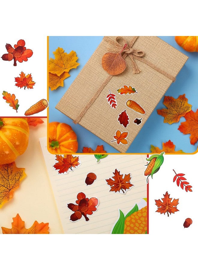 Marspark 480 Pcs Thanksgiving Fall Autumn Leaves Stickers For Kids Multi Color Stickers Maple Leaves Stickers Corn Stickers Acorn Stickers For Fall Thanksgiving Theme Party Classroom Ornaments (Modern Style)  - Image 5