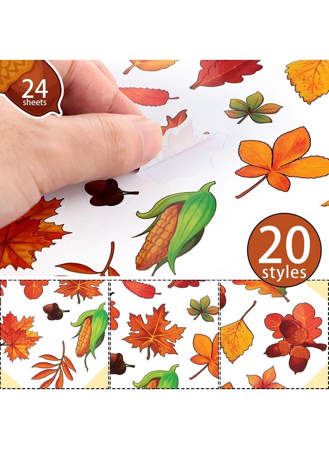 Marspark 480 Pcs Thanksgiving Fall Autumn Leaves Stickers For Kids Multi Color Stickers Maple Leaves Stickers Corn Stickers Acorn Stickers For Fall Thanksgiving Theme Party Classroom Ornaments (Modern Style)  - Image 4