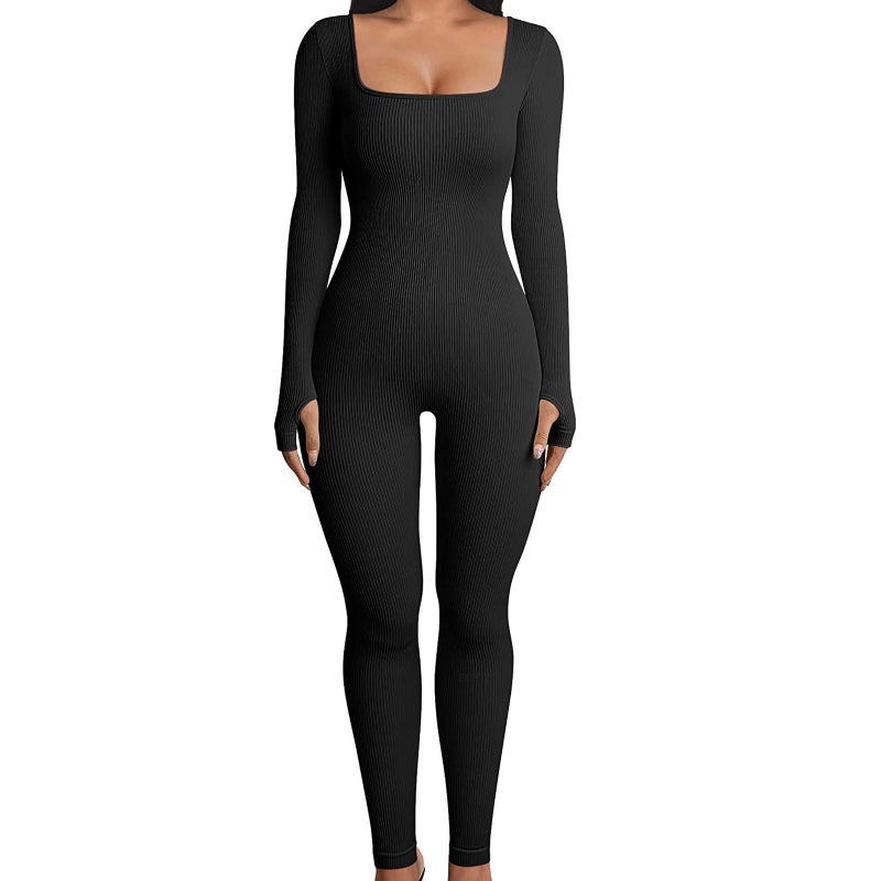 Independent Station Women'S Jumpsuit Threaded Square Collar Hip Slim Jumpsuit - Image 1