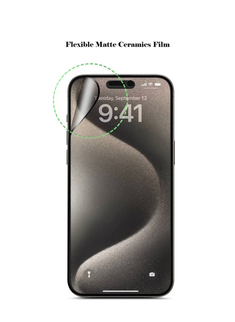Techie Full Cover 9H Hardness Matte Ceramic  Screen Protector for Apple iPhone 15 – Anti Burst Anti Scratch Anti Fingerprint