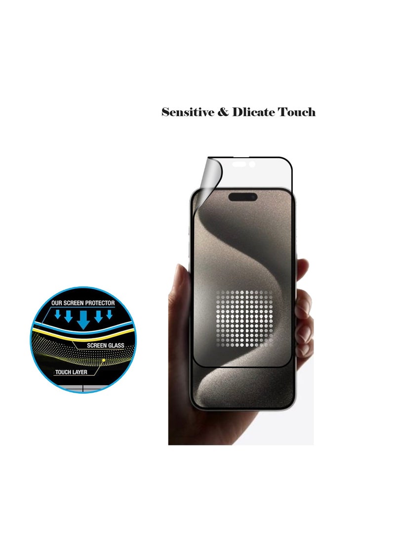 Techie Full Cover 9H Hardness Matte Ceramic  Screen Protector for Apple iPhone 15 – Anti Burst Anti Scratch Anti Fingerprint