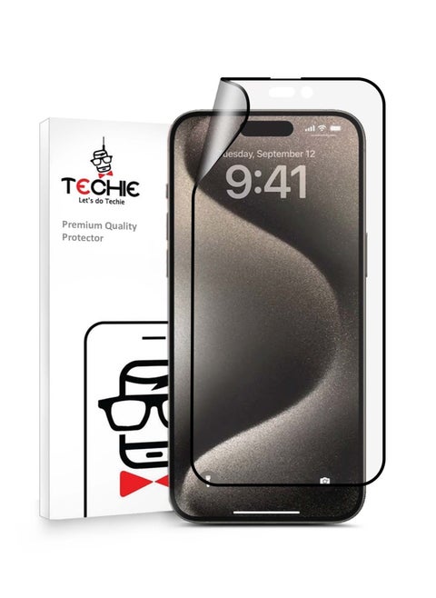 Techie Full Cover 9H Hardness Matte Ceramic  Screen Protector for Apple iPhone 15 – Anti Burst Anti Scratch Anti Fingerprint
