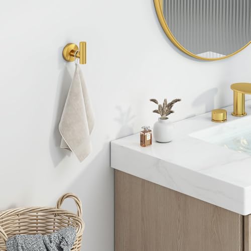 Angle Simple Bathroom Towel Hook, SUS304 Stainless Steel Bath Towel Holder, Robe Hook for Wall, Brushed Gold - Image 2