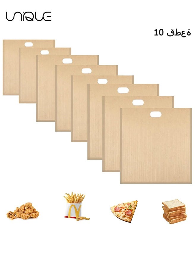 Unique 10 Piece Nonstick Reusable Toaster Bag - Fiberglass Heat Resistant Toaster Bag - For Baking Cheese Sandwich - Toaster Set  - Image 1