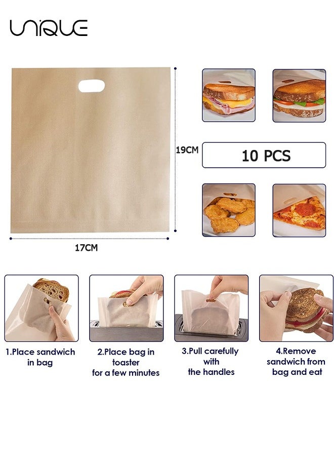 Unique 10 Piece Nonstick Reusable Toaster Bag - Fiberglass Heat Resistant Toaster Bag - For Baking Cheese Sandwich - Toaster Set  - Image 2