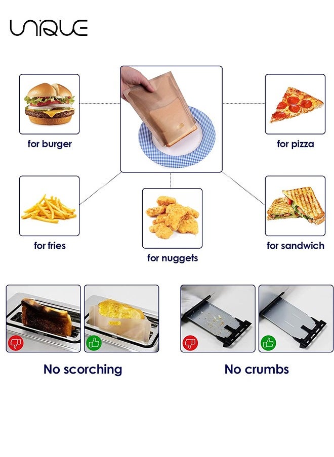 Unique 10 Piece Nonstick Reusable Toaster Bag - Fiberglass Heat Resistant Toaster Bag - For Baking Cheese Sandwich - Toaster Set  - Image 3