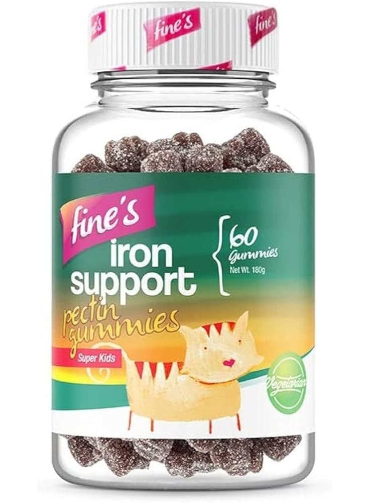 Fine S Iron Support Pectin Kids Gummies 60’s – Children’s Iron Supplement for Growth, Immunity & Healthy Development | Kids Nutrition Gummies