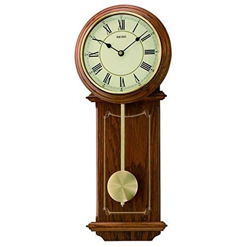 Seiko Decorative Vertical Wooden Analog Brown Roman Figure Pendulum Wall Clock (Size: 21.5 x 7.5 x 51 CM | Weight: 1150 gram | Color: Brown) - Image 1