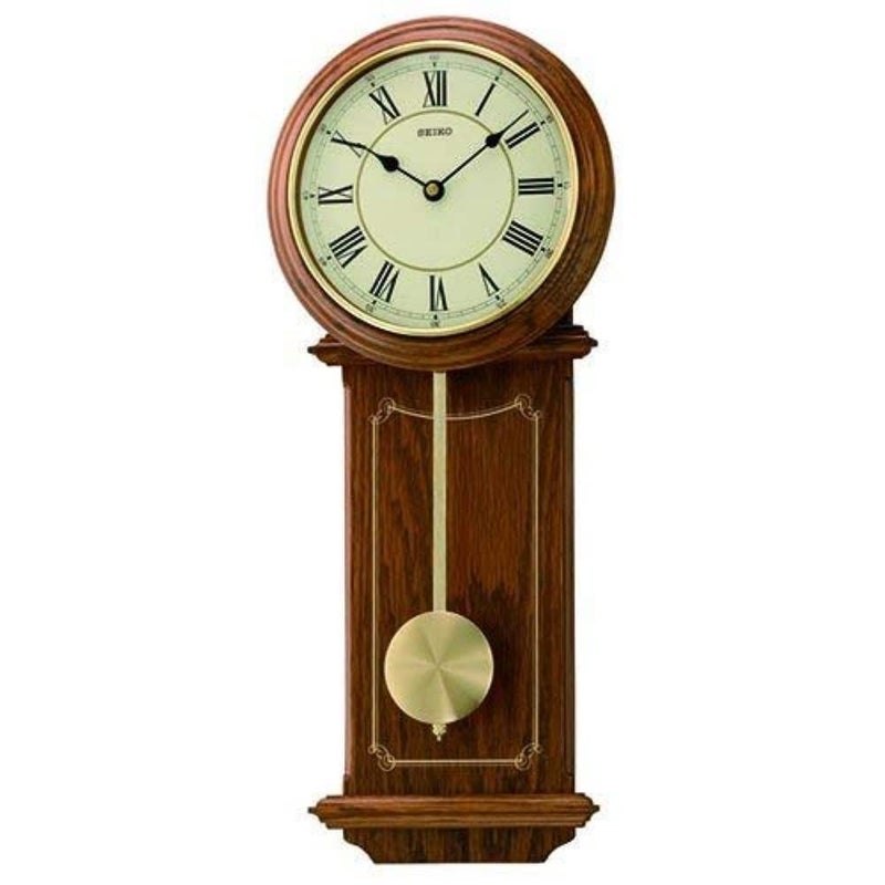 Seiko Decorative Vertical Wooden Analog Brown Roman Figure Pendulum Wall Clock (Size: 21.5 x 7.5 x 51 CM | Weight: 1150 gram | Color: Brown) - Image 4