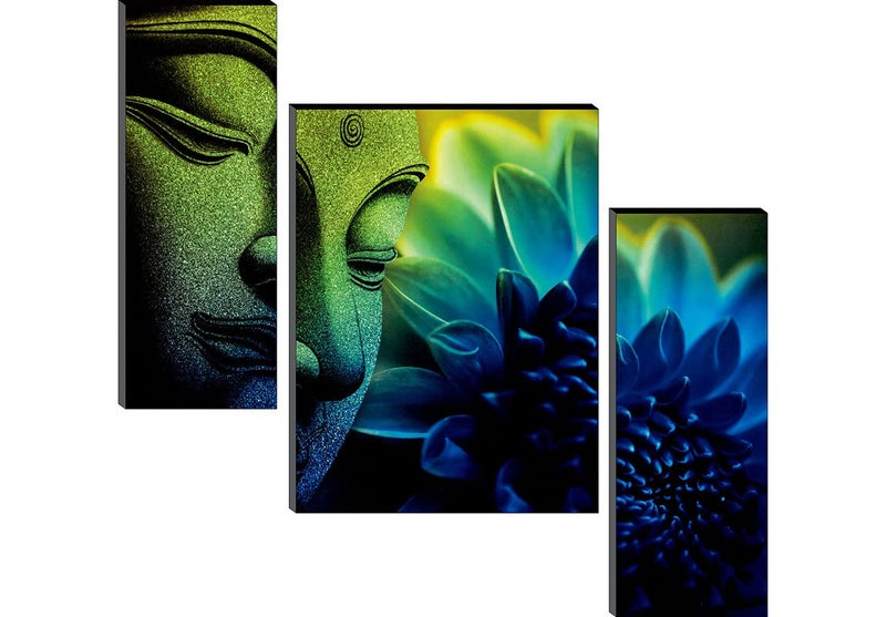 SAF paintings Set of 3 Buddha 6MM MDF UV Textured Home Decorative Gift Item Painting 18 Inch X 12 Inch SANFJM1245 - Image 1