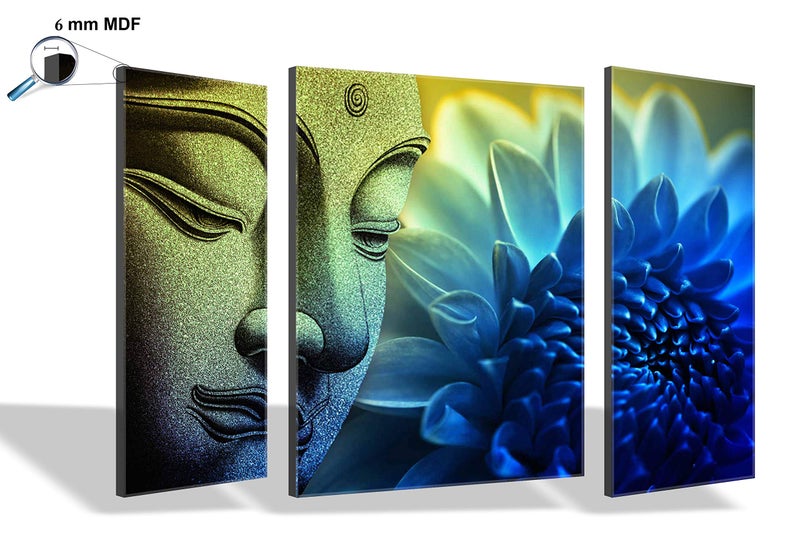 SAF paintings Set of 3 Buddha 6MM MDF UV Textured Home Decorative Gift Item Painting 18 Inch X 12 Inch SANFJM1245 - Image 4