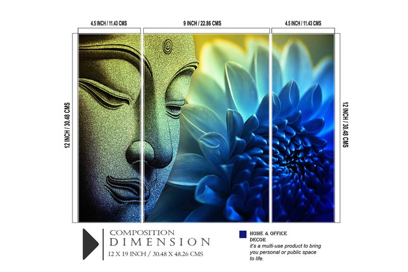 SAF paintings Set of 3 Buddha 6MM MDF UV Textured Home Decorative Gift Item Painting 18 Inch X 12 Inch SANFJM1245 - Image 5