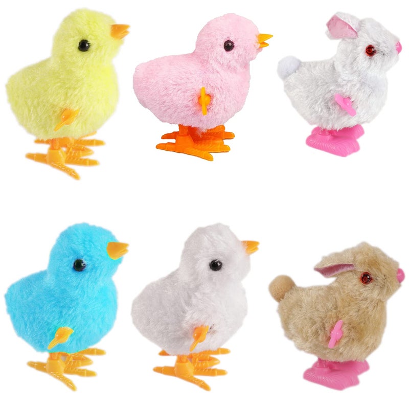 CICITOYWO Bunny and Jumping Chick Wind Up Toys Novelty Chicken Hopping Windup Toy for Kids Toddlers Adult Easter Egg Hunt Basket Stocking Stuffers Party Favors Goody Bag Fillers Gifts Colorful1 - Image 2
