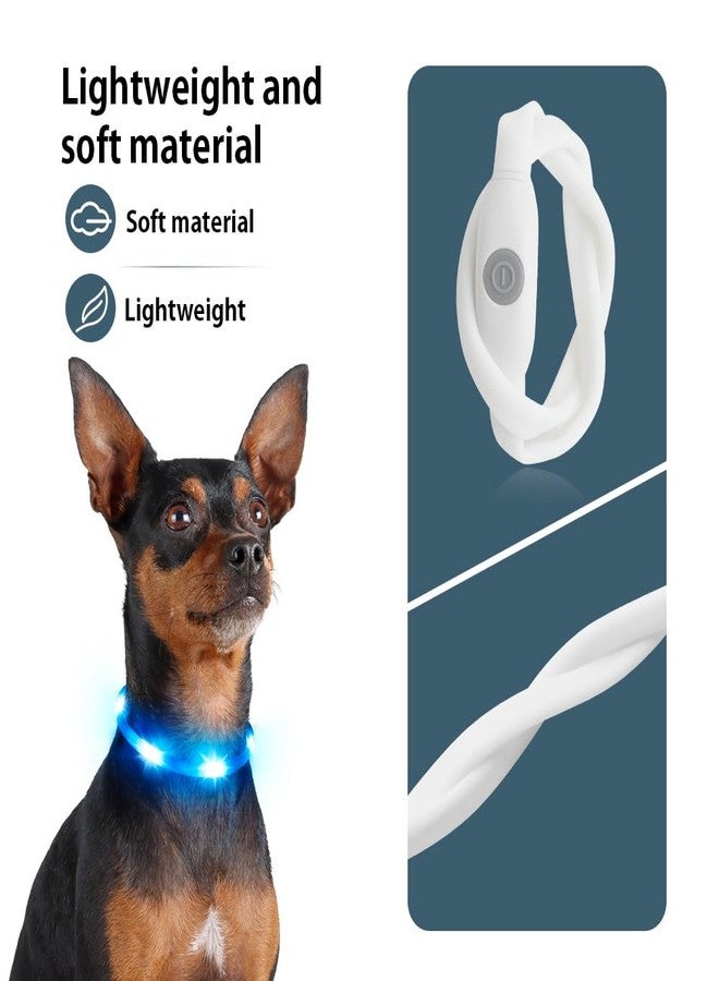 BSEEN Led Dog Collar, BSEEN Light Up Dog Collars USB Rechargeable Flash Dog Necklace, Silicone Cuttable Lighted Puppy Collar, Glowing Dog Walking Lights for Small Dogs& Cats (Blue-XS(40cm)) - Image 2
