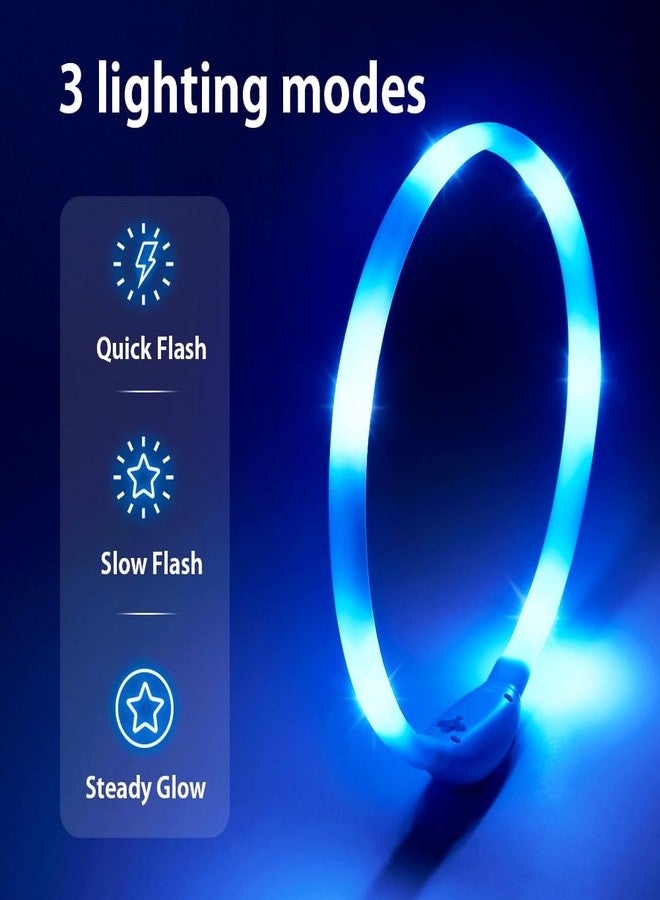 BSEEN Led Dog Collar, BSEEN Light Up Dog Collars USB Rechargeable Flash Dog Necklace, Silicone Cuttable Lighted Puppy Collar, Glowing Dog Walking Lights for Small Dogs& Cats (Blue-XS(40cm)) - Image 5