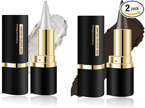 KARLOR Eyeliner Stick waterproof silver dark brown eyeliner pen set 2 pieces creamy eyeliner pen matt quickdrying longlasting waterproof eyeliner cream intensive eyeliner - Image 1