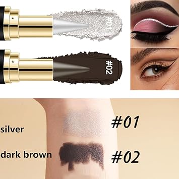 KARLOR Eyeliner Stick waterproof silver dark brown eyeliner pen set 2 pieces creamy eyeliner pen matt quickdrying longlasting waterproof eyeliner cream intensive eyeliner - Image 2
