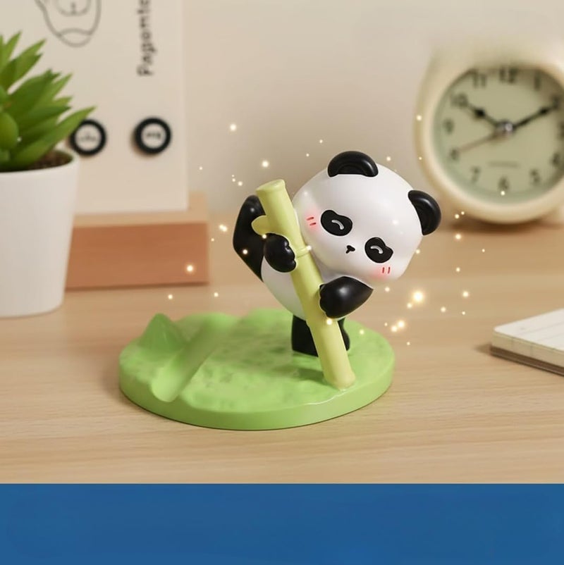 DEOXY Cute Panda Mobile Phone Stand, Resin Desktop Holder for Video Watching, Reading, Home Office Decor - Image 1