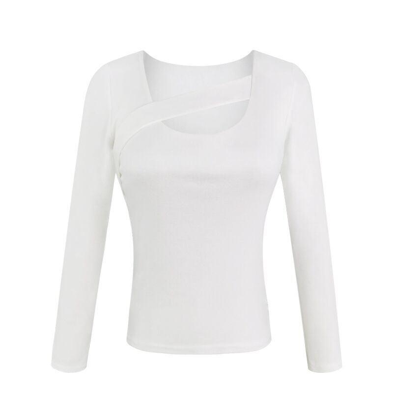 2023 New Autum Design, Discreet Cut Out T-Shirt, Pure Color, Versatile, Slimming Look, Long-Sleeved Top for Women, Trendy - Image 5