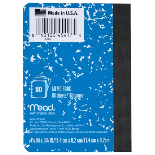 Mead Square Deal Memo Book, Narrow Ruled Paper, 80 Sheets, 4-1/2" x 3-1/4", Assorted Colors, 1 Count (45417) - Image 5