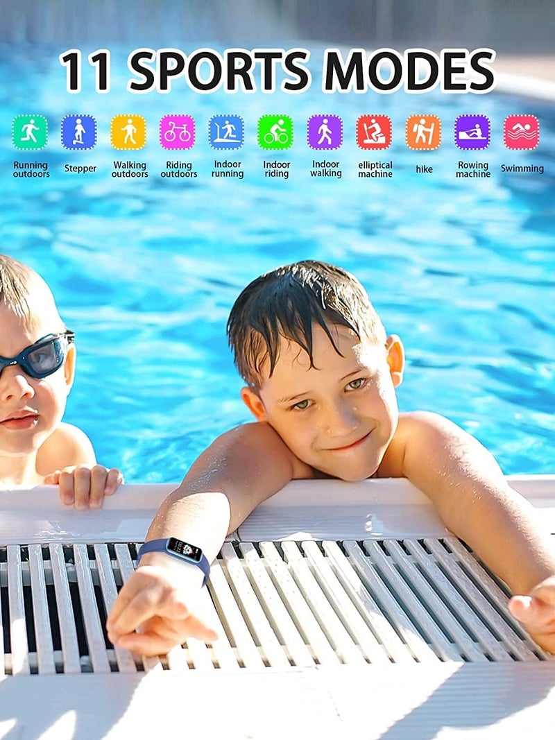 ZONEY Kids Fitness Tracker,Activity Tracker with HR Sleep Monitor,11 Sport Modes Kids Smart Watch with Alarm Clock and Reminder, Step Calories Counter, IP68 Waterproof (Black) - Image 2