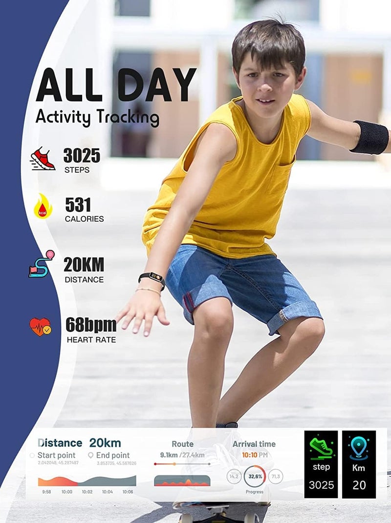 ZONEY Kids Fitness Tracker,Activity Tracker with HR Sleep Monitor,11 Sport Modes Kids Smart Watch with Alarm Clock and Reminder, Step Calories Counter, IP68 Waterproof (Black) - Image 3