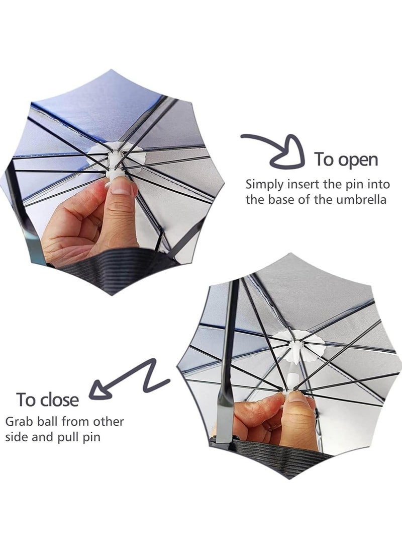Generic Umbrella Hat 65CM Sunscreen Windproof Hands Free Head Cap UV Protection Hats Mounted Top Folding for Fishing Beach Golf Sunshade Outdoor, Blue - Image 4