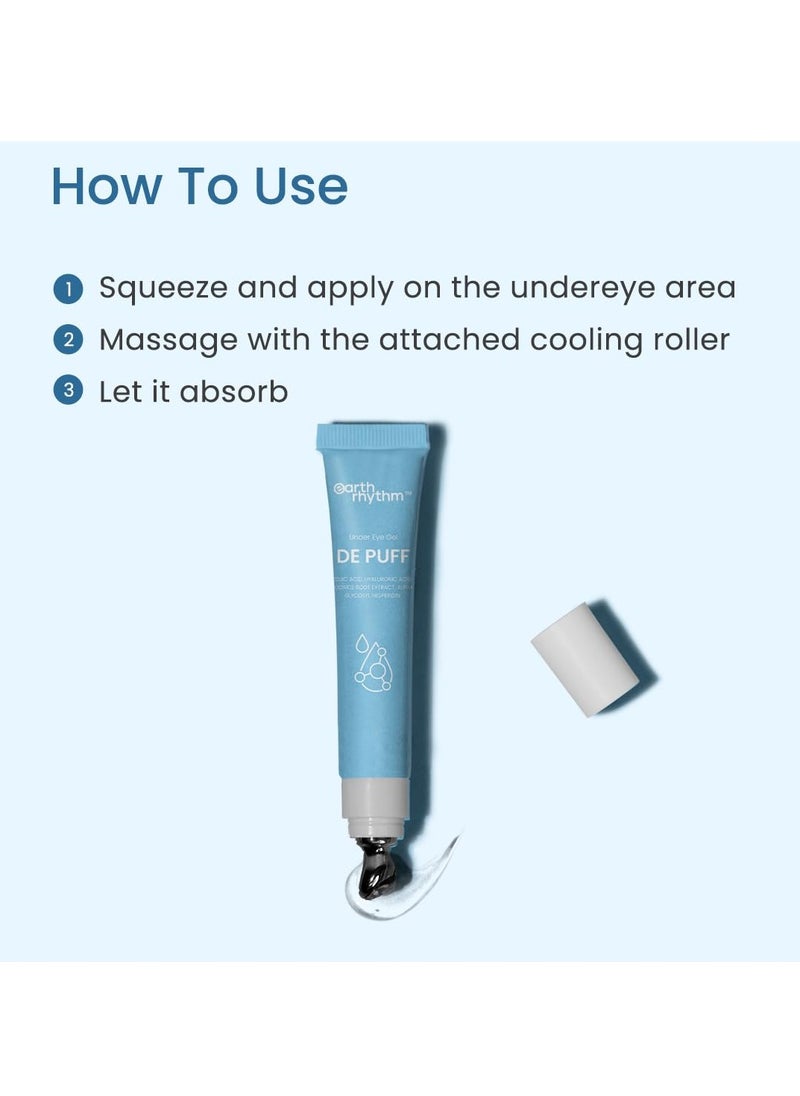Earth Rhythm - Earth Rhythm Under Eye Gel with Cooling Massage Roller for Dark Circles Puffy Eyes and Finelines 15gm - Image 1