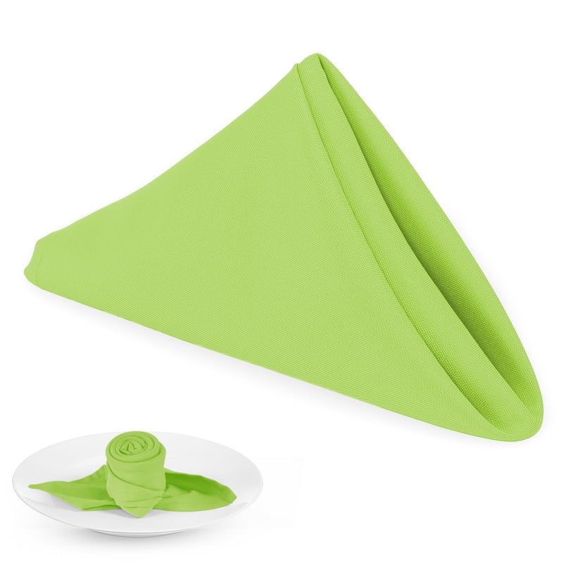 PLOYMONO Grass Green Heavy Duty Cloth Napkins 17 x 17 Inch Solid Washable Polyester Dinner Napkins Set of 8 Napkins with Hemmed Edges Great for Weddings Parties Banquets Dinner More
