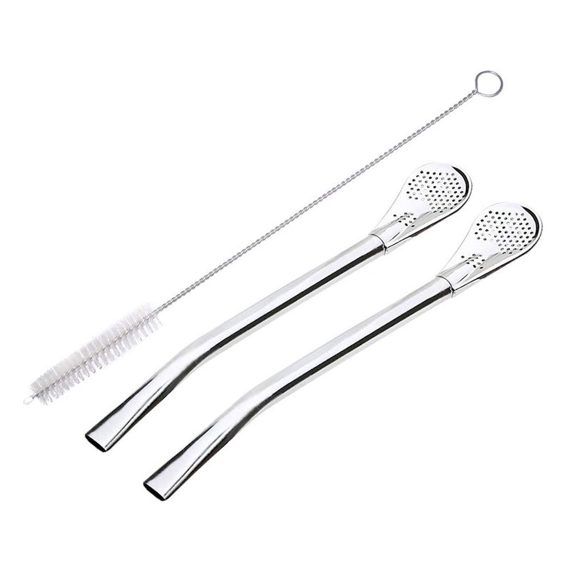 GFDesign Yerba Mate Bombilla Gourd Drinking Filter Straws 304 FoodGrade 188 Stainless Steel  Set of 2 with Cleaning Brush  6 Long
