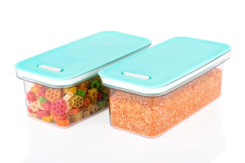 BHOJAL AirTight Fridge Storage Boxes with Removable Drain Plate and Lid Stackable Plastic Freezer Storage Containers for Fish Meat Vegetables Fruits Sea Green 1100ML - Image 4