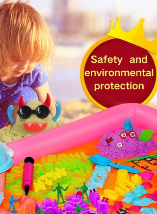190PCS Kids Magic Sand Art Kit, Play Sand Art Kit , Mold Tools, Inflatable Tray, Storage Box with Toy Shovel Tools, Portable Storage Box, Sandbox Sand Kit Beach Toys for Girls Boys - view 2