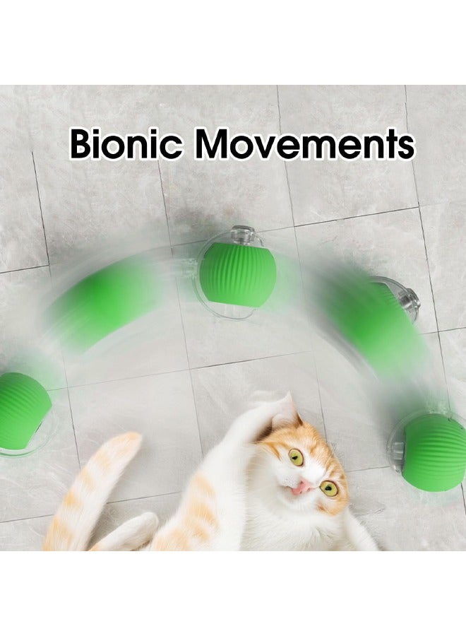 Interactive Rolling Pet Toy Ball, 360° Smart Automatic Self Rolling Cat Dog Ball Toys, Smart Interactive Pet Toy Ball, USB Rechargeable Cat Toys Ball, Automatic Electric Moving Ball Toy for Indoor Cat/Dog (Green) - Image 3