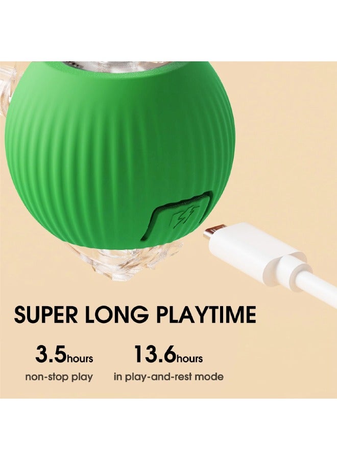 Interactive Rolling Pet Toy Ball, 360° Smart Automatic Self Rolling Cat Dog Ball Toys, Smart Interactive Pet Toy Ball, USB Rechargeable Cat Toys Ball, Automatic Electric Moving Ball Toy for Indoor Cat/Dog (Green) - Image 5