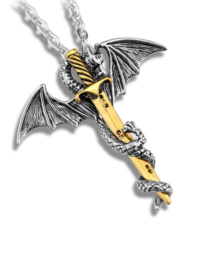 Sword Wing Dragon Alloy Pendant Necklace - Image 2