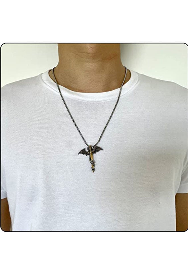 Sword Wing Dragon Alloy Pendant Necklace - Image 5