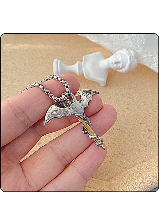 Sword Wing Dragon Alloy Pendant Necklace - Image 4